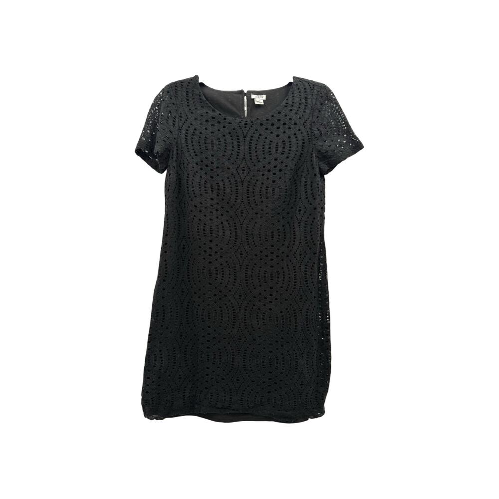 J. Crew Black Lace Pencil Sheath Dress Women's Size 4 Short Sleeve